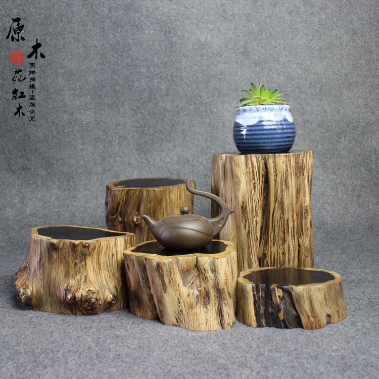 Ebony log base Purple sand pot with shape wooden holder Purple sandalwood base Stone ornament base promotion