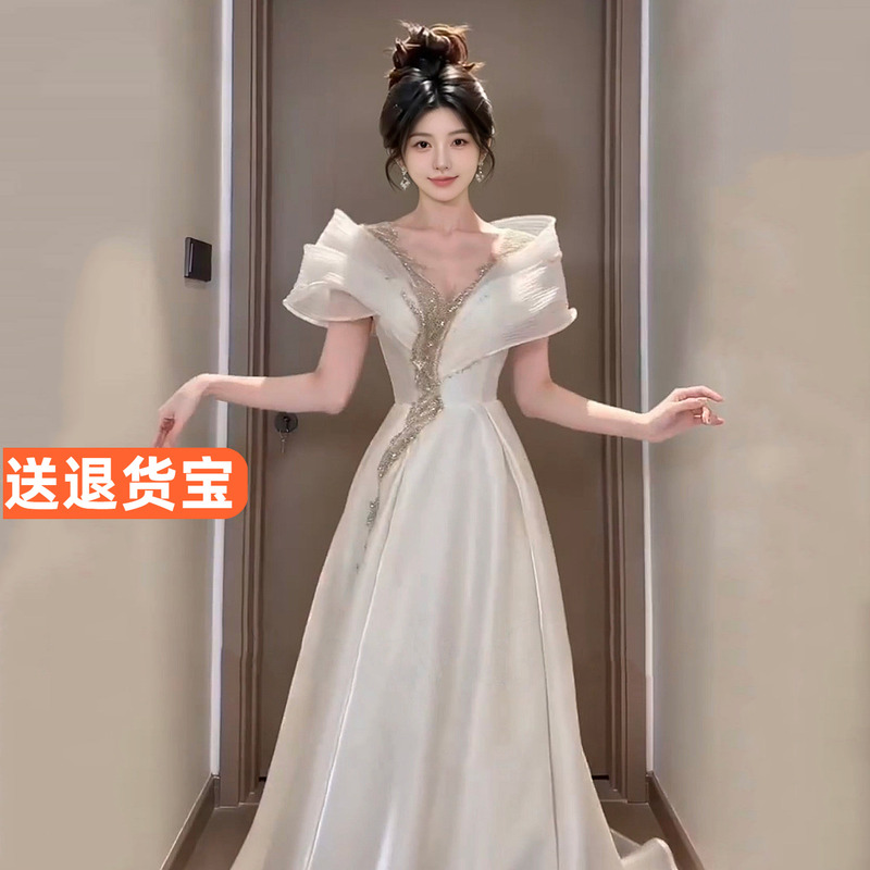 High-End Custom Evening Dress 2026 New Model, Dignified and Elegant, Suitable for Hostess, Solo Singing, Vocal Arts Exam, Stage Performance High-End Custom Evening Dress 2026 New Model, Dignified and Elegant, Suitable for Hostess, Solo Singing, Vocal Arts Exam, Stage Performance