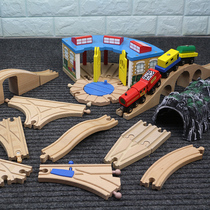 Defective goods Big Bend garage tunnel wooden magnetic train rail car building block assembly childrens toy brio rice rabbit