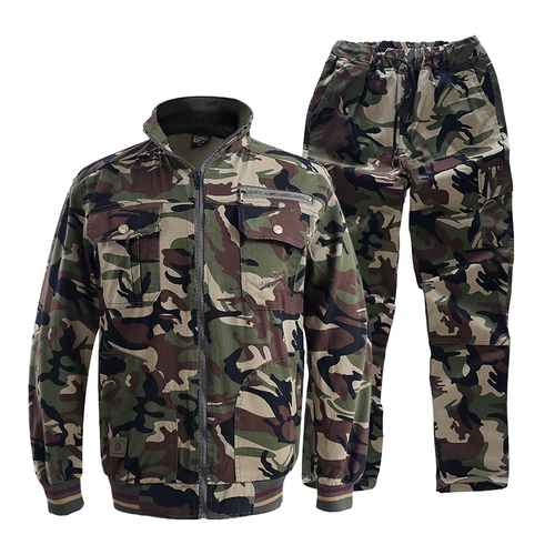 Осенний хлопковый эластичный камуфляжный износостойкий комбинезон, защита от ожогов