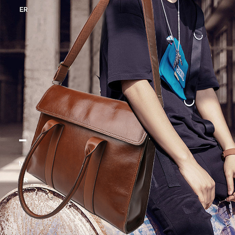 Business Genuine Leather Women's Bag 2026 New Style Hand-Held Cowhide Briefcase Women's Shoulder Computer Bag Commuter Lawyer Document Bag