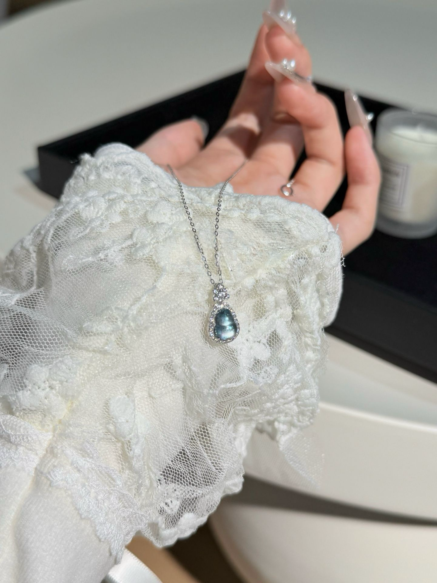 Серебряное ожерелье 纯银项链女轻奢小众设计感锁骨链2025新款爆款高级感颈链她屿 0001