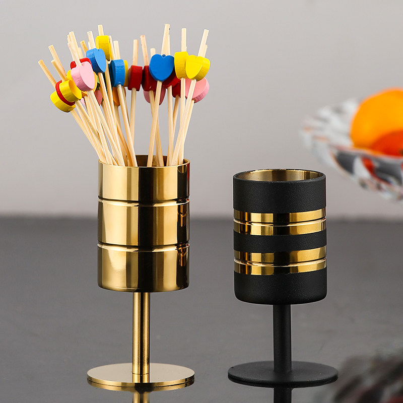 Bar KTV table noodles Fruit sign fruit fork holder 304 stainless steel toothpick cylinder Creative dining room toothpick box containing cylinder