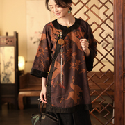 TL505 Xuân Thu mới quốc gia kiểu Trung Quốc Xiangyun Sợi Cải thiện Han Quần áo Tang ăn mặc dài phụ nữ