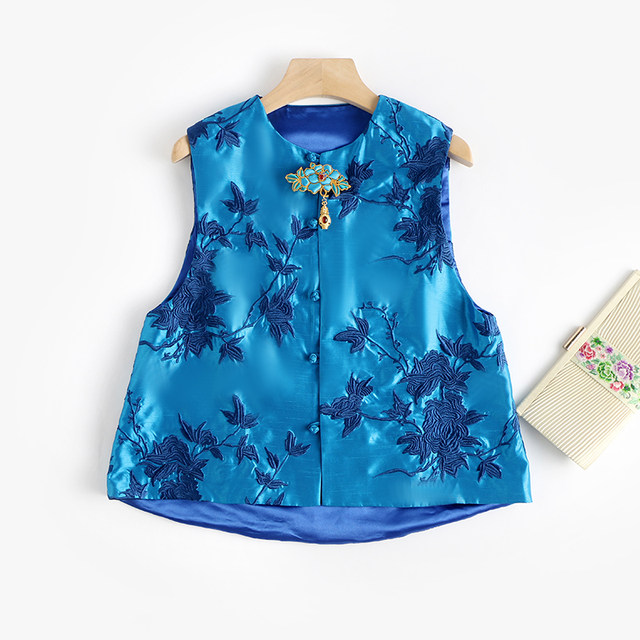 GM501丨Little Lucky丨Thank you multi-color round neck heavy industry vest embroidered vest ຝ້າຍສໍາລັບແມ່ຍິງທຸກລະດູການ