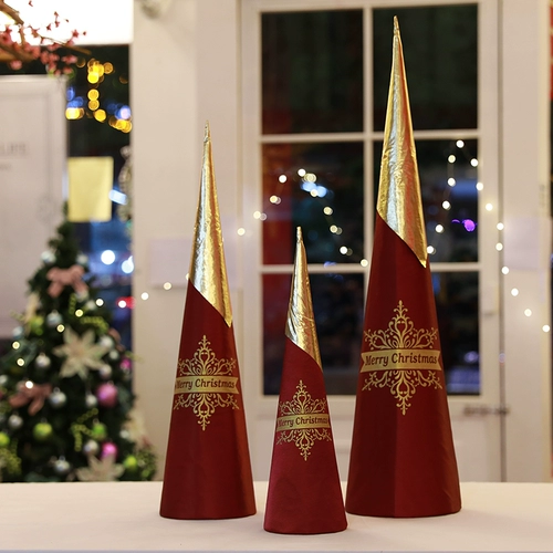 Рождественский шпиль елки, набор из трех частей, золотые и красные елочные украшения, креативная витрина, рождественское украшение, елочная композиция