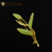 Brooch female accessories personality original design corsage female natural Hetian jade orchid pin to send teacher