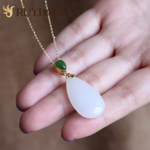 Natural Hetian jade pendant womens mutton white jade drop Jade Jade Jade Jade Jade Jasper wishful necklace for mother