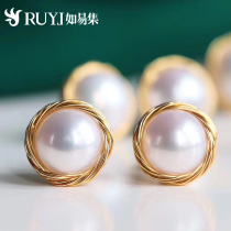Natural pearl earrings female temperament versatile small sterling silver earrings anti-allergic bird nest earrings retro simple earrings