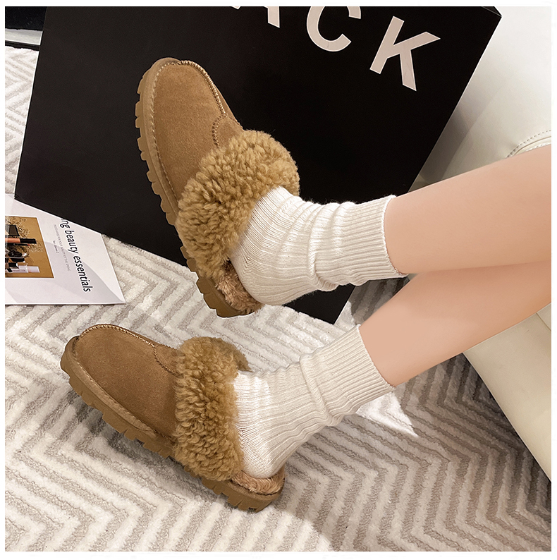 Wool Integrated Sanpo Village Baotou Xingduo Warm Cotton Shoes Teddy Fur Shoes Snow Boots Half Slippers for Women Outdoor Wear Wool Integrated Sanpo Village Baotou Xingduo Warm Cotton Shoes Teddy Fur Shoes Snow Boots Half Slippers for Women Outdoor Wear