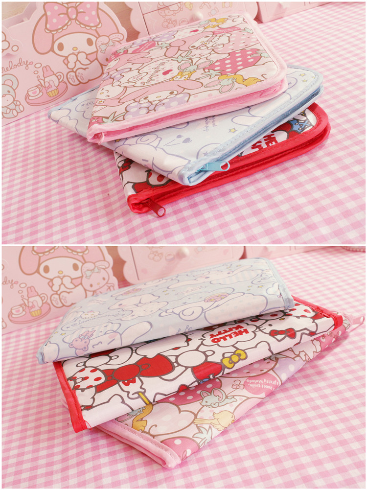 Dễ thương hello kitty hộ chiếu túi đa chức năng túi nhỏ màu hồng giai điệu tài liệu gói lưu trữ túi nữ túi đựng giấy tờ cá nhân