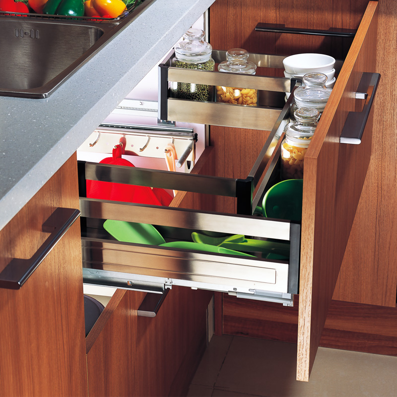The whole cabinet kitchen 304 stainless steel pull basket damper Nila basket sink drawer sink plate slot pull basket