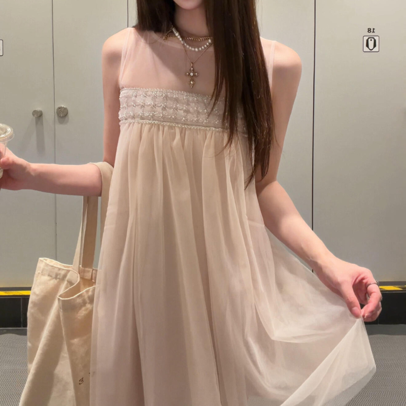 Gentle Pink Mesh Dress for Women, 2026 Summer New Design, Elegant and Stunning Dress for Seaside Vacation Gentle Pink Mesh Dress for Women, 2026 Summer New Design, Elegant and Stunning Dress for Seaside Vacation