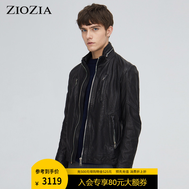 ZIOZIA Fall New Trim thời trang Casual Hàn Quốc phiên bản Black Leather Jacket nam Tide JZZ3LJ1502