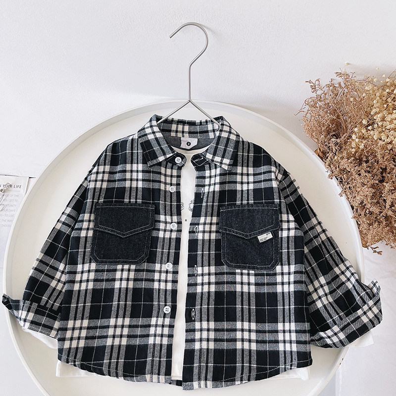 Xiaojie's family Spring-autumn-style baby blouse boy foreign air 2023 new boy shirt foreign air child shirt-Taobao