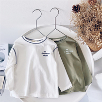 Xiaojies boys long sleeve T-shirt cotton spring 2021 new childrens small children cotton base shirt spring and autumn