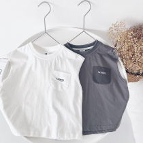 Lenfant de Xiao Jie Vêtements pour enfants étrangers veste pour enfants 2023 nouveau garçon sans manches de t-shirt enfant dété blouses garçon marée