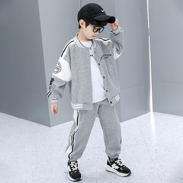 Boys spring and autumn suits 2022 new middle-aged children's Western-style casual two-piece sweater spring clothing children's baseball uniform