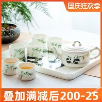 Bone China panda tea set ceramic home Chinese living room hand-painted teapot tea tray small Cup kung fu tea cup