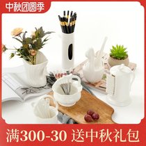 Bone porcelain household ceramic tableware storage knife and fork chopsticks cage kitchen shelf simple drain chopsticks spoon tube