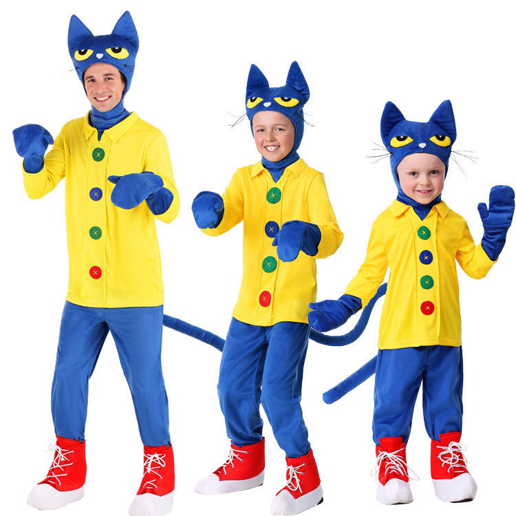 Cos Adult and Children's Deluxe Halloween Children's Day Stage Performance Picture Book Character Pete the Cat Costume