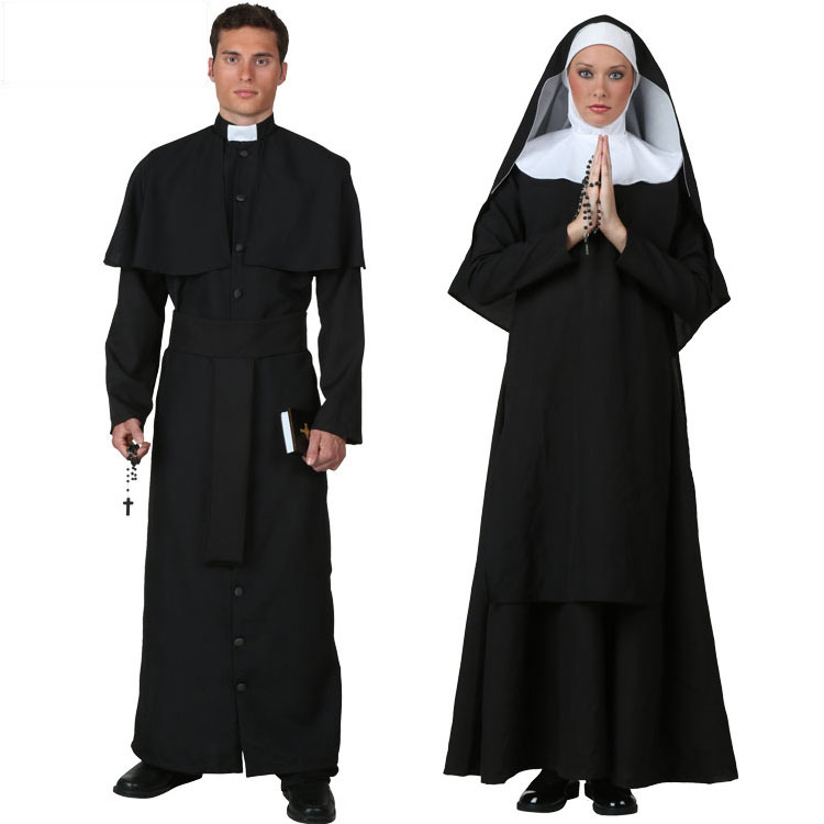 Cosplay Halloween Easter Carnival Adult male and female luxurious nuns preacher missionaries in costume-Taobao