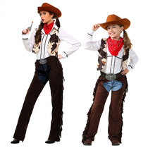 Luxe Halloween performance scène Enfants adulte féminine US Western Cowboy Parenting Suit Clothing