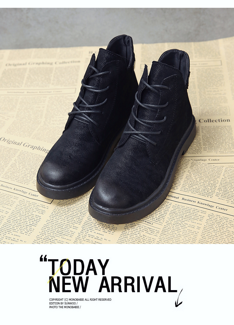 Booties nữ mùa thu đông 2018 phiên bản Hàn Quốc mới của gió Anh hoang dã với Martin boot nữ ngắn bốt đơn giày boot nữ cổ cao đế bằng