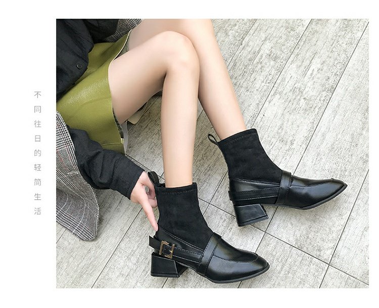 Martin boot nữ 2018 mới Anh gió hoang dày với bốt ngắn nữ mùa thu và khóa thắt lưng mùa đông với bốt nữ ống ngắn bốt ngắn cổ