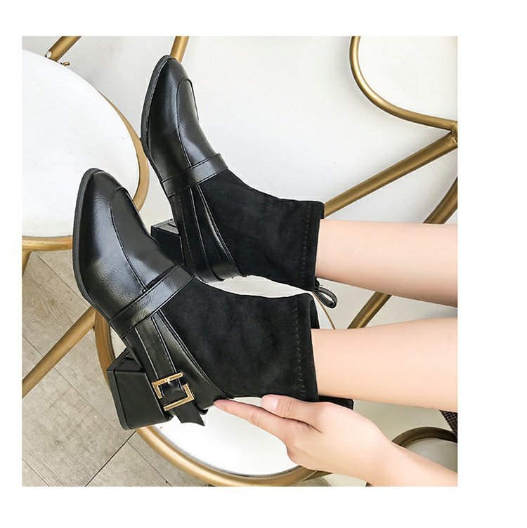 Martin boot nữ 2018 mới Anh gió hoang dày với bốt ngắn nữ mùa thu và khóa thắt lưng mùa đông với bốt nữ ống ngắn bốt ngắn cổ
