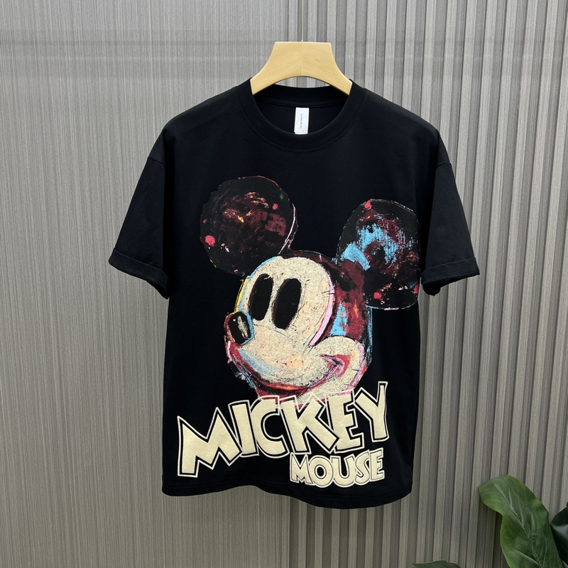Summer New Trendy Mickey Mouse Print Short-Sleeve T-Shirt, Trendy Brand Men's Round-Neck Pure Cotton Slim-Fit Half-Sleeve ins Top