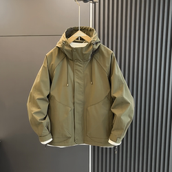 Spring and Autumn Hooded Jacket for Men, Trendy Casual Versatile Workwear Jacket, Fashionable Sporty Simple Outdoor Windbreaker