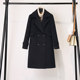 Black quilted woolen coat for women, mid-length autumn and winter new cotton and thickened Korean style tall and slim woolen coat