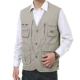 Mùa xuân trung niên và mùa thu mỏng phần nhiều túi vest nam cotton câu cá cha vest lỏng vest