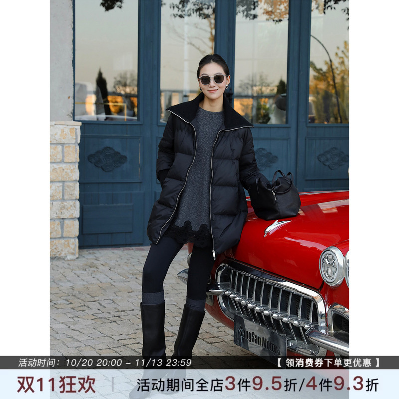Zhouzhu 90 White Goose down Large Lapel Coat, New Winter Thickened Warm Loose Silhouette Mid-Length down Jacket for Women