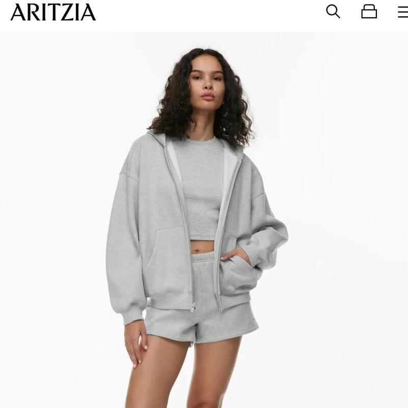 Aritzia Fleece-Lined Warm Soft Lazy Style Versatile Hooded Sweatshirt for Women