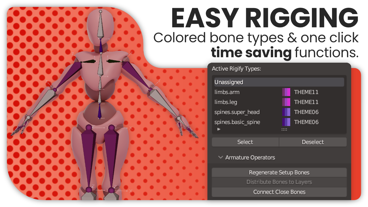 Blender骨骼绑定动画重定向插件 Retargify v1.1.16 RigifyRetargetThumbnailBlenderMarket_4.png