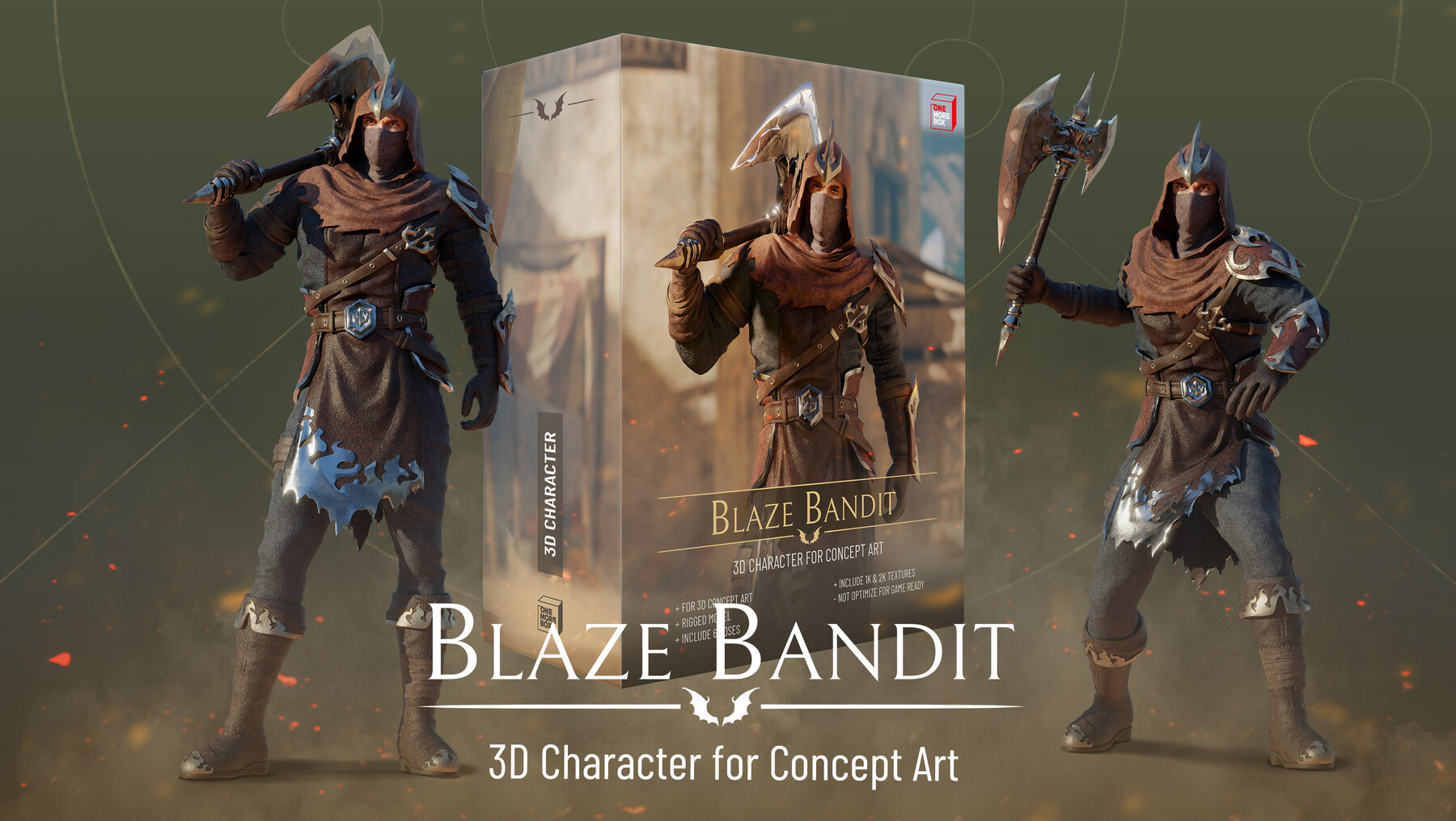 烈焰盗贼z战士人物3D角色模型 Blaze Bandit – 3D Character for Concept Art