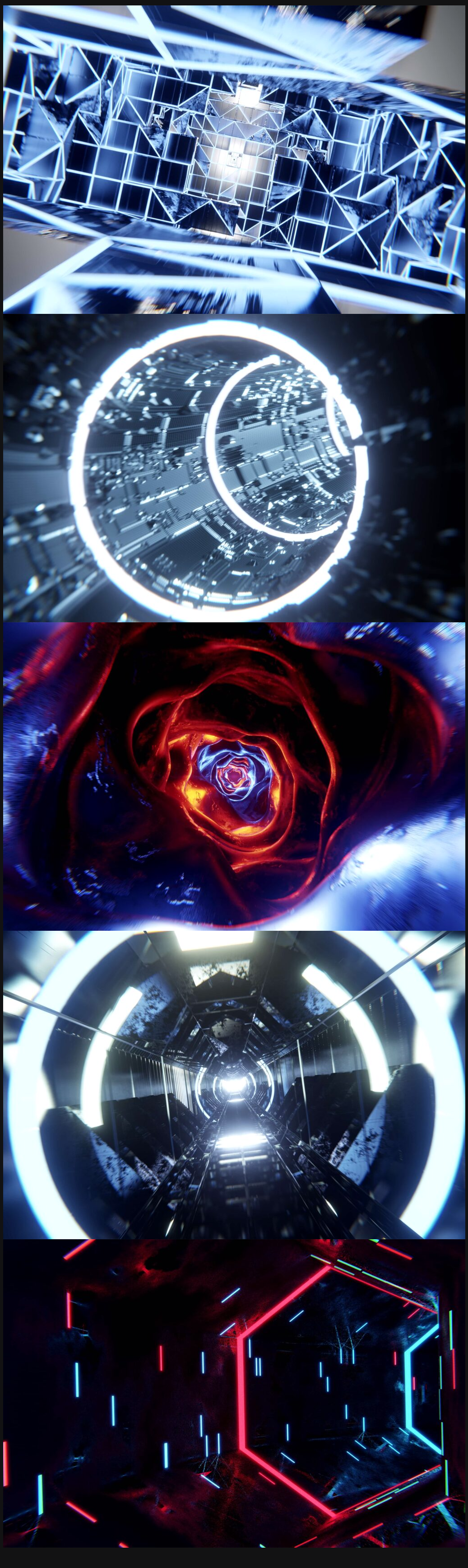 52个4K隧道穿梭循环动画VJ大屏幕素材包(含Blender工程文件) Eldamar Studio – 50 Animated Tunnel Loops Pack