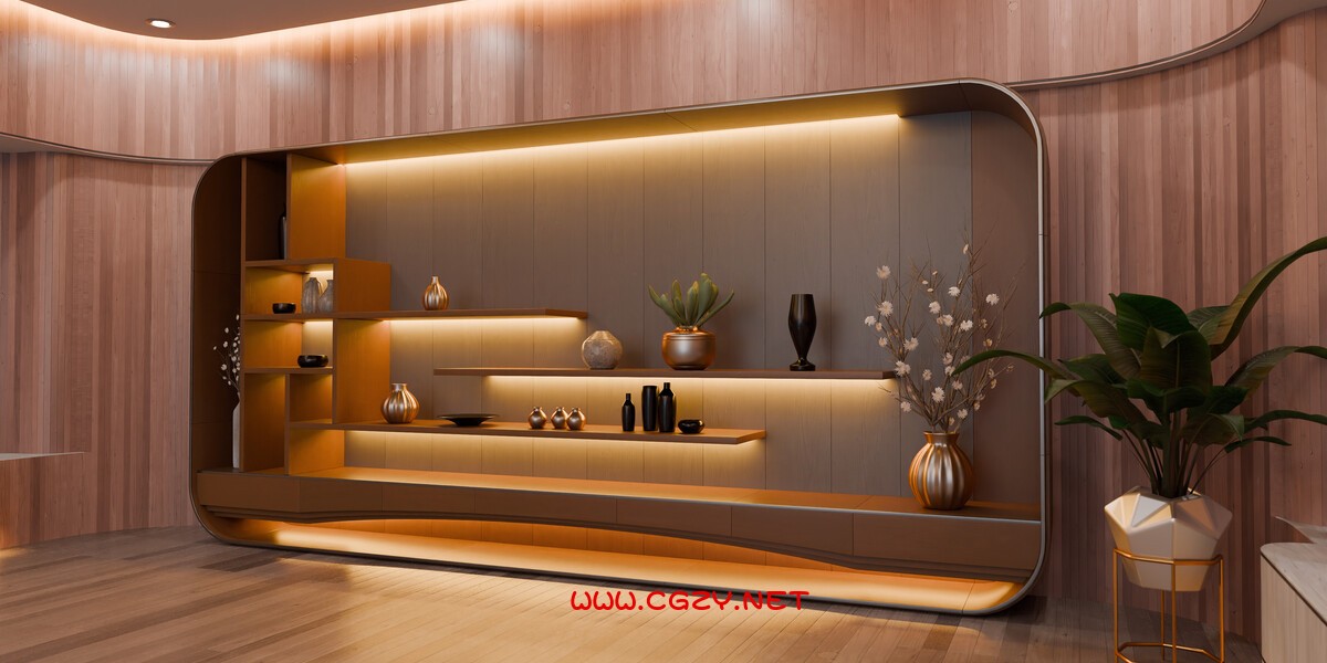 Blender现代弯曲木质客厅3D模型 Modern Curved Wooden Living Room 10003.jpg