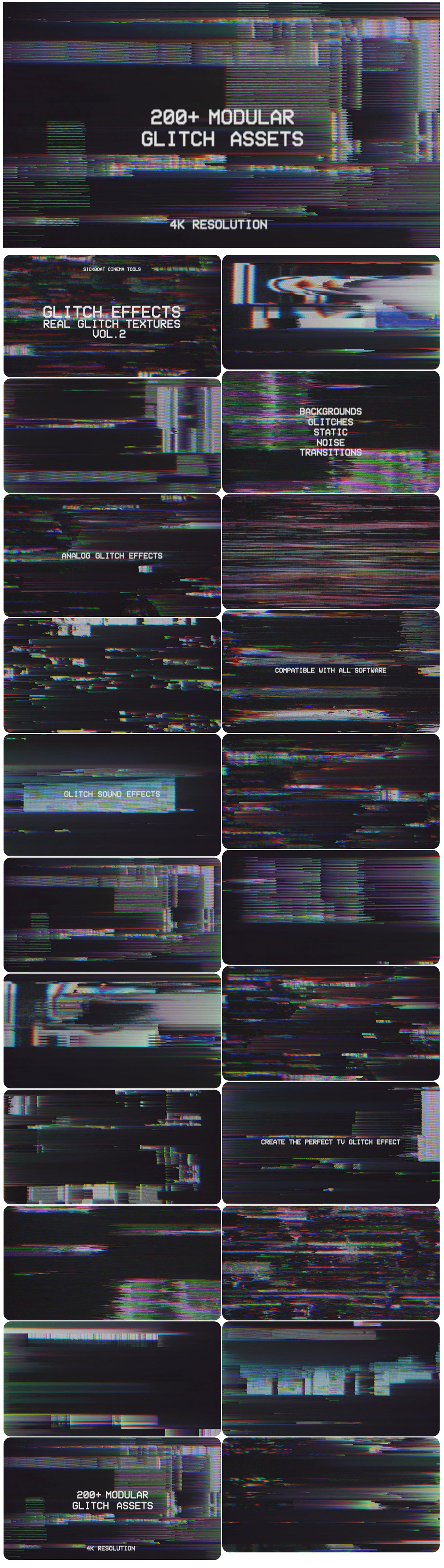 故障艺术数字故障纹理特效素材包 Sickboat – SICKBOAT Glitch Effects Vol.2