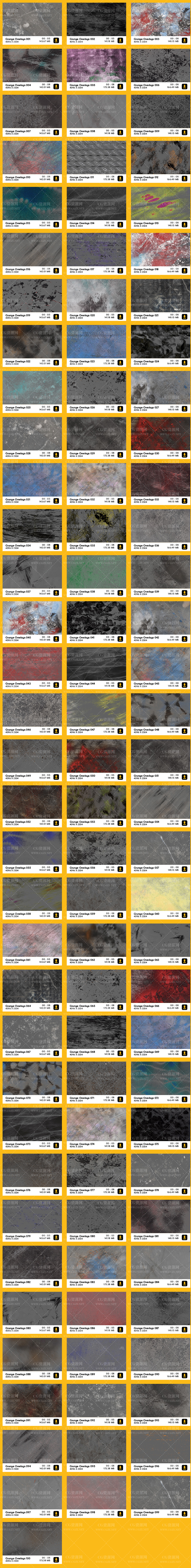 4K视频素材|100组垃圾污渍划痕纹理叠加素材 BBV61 Grunge Overlays