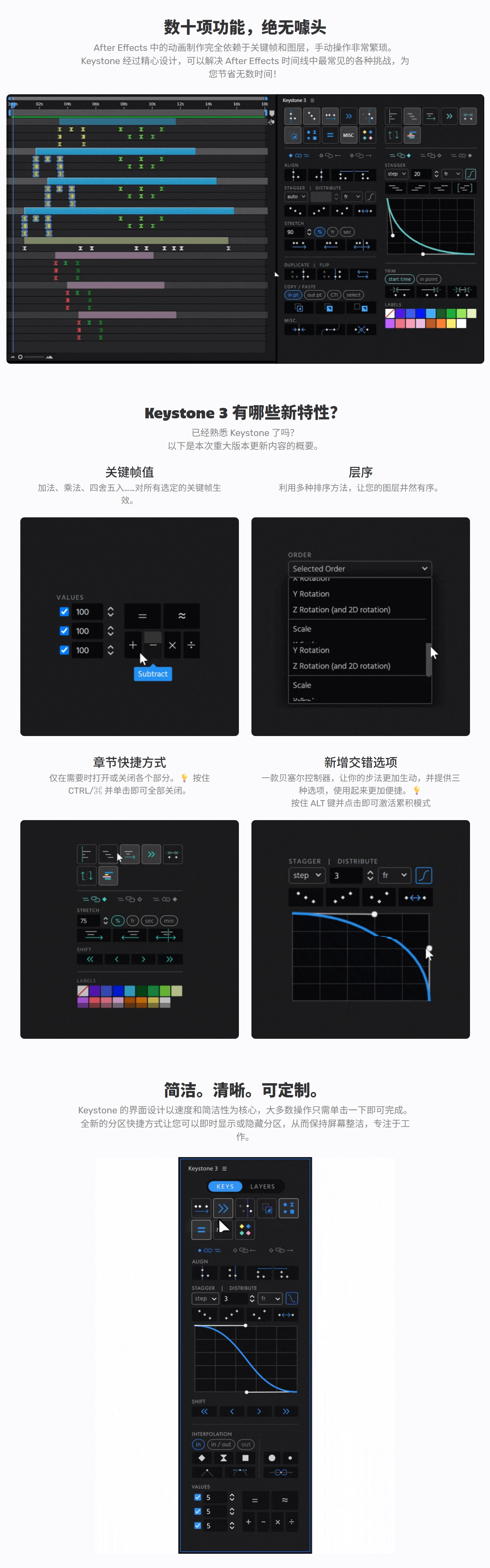 中文汉化-AE关键帧复制粘贴对齐镜像伸缩控制脚本 Keystone 3 V3.0.6 + 使用教程 中文汉化-AE关键帧复制粘贴对齐镜像伸缩控制脚本 Keystone 3 V3.0.6 + 使用教程