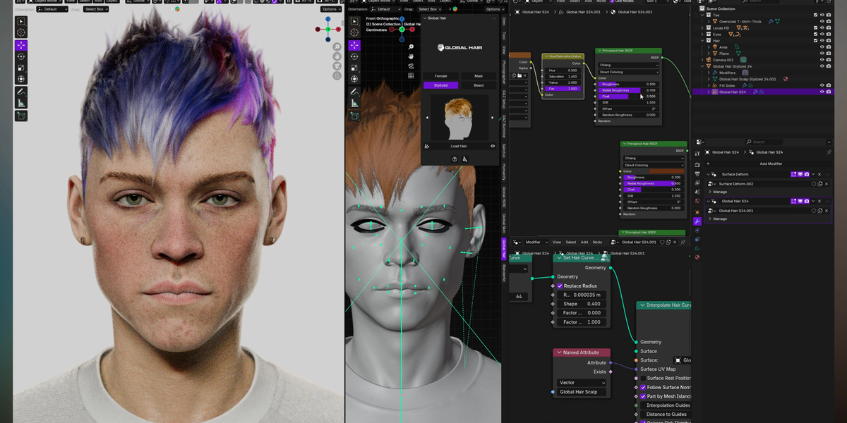 Blender角色发型头发资产插件 Globalhair V1.0.0 – For Any Character – Hair Library image_processing20251113-2-7w4gq8.jpg