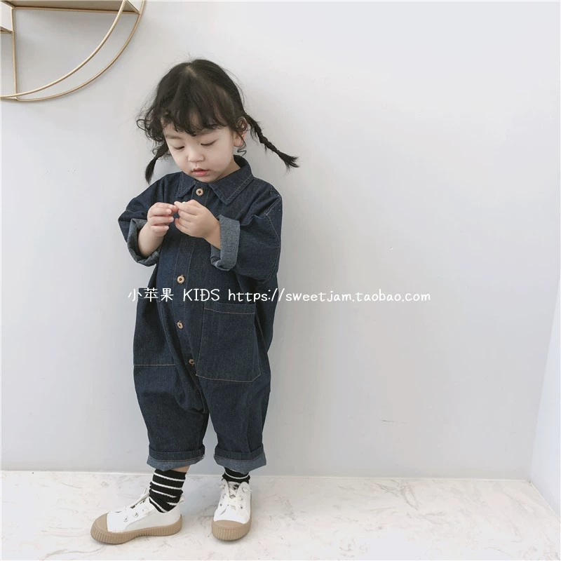 Little Apple 2019 Xuân Mới Trẻ em Hàn Quốc Mặc bé trai và bé gái Dễ thương Quần leo một mảnh - Quần