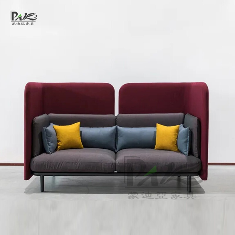 Nordic Minimalist Rest Area with Privacy High-Screen Partitions, Sofa Booths, Office Area, Meeting and Reception High-Back Booths