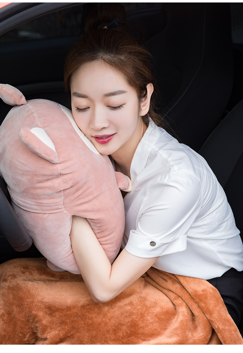 Dễ thương mèo gối quilt sử dụng kép văn phòng mùa hè điều hòa không khí chăn ăn trưa nghỉ gối ngủ nhung san hô đệm xe Chăn gối văn phòng 2 trong 1