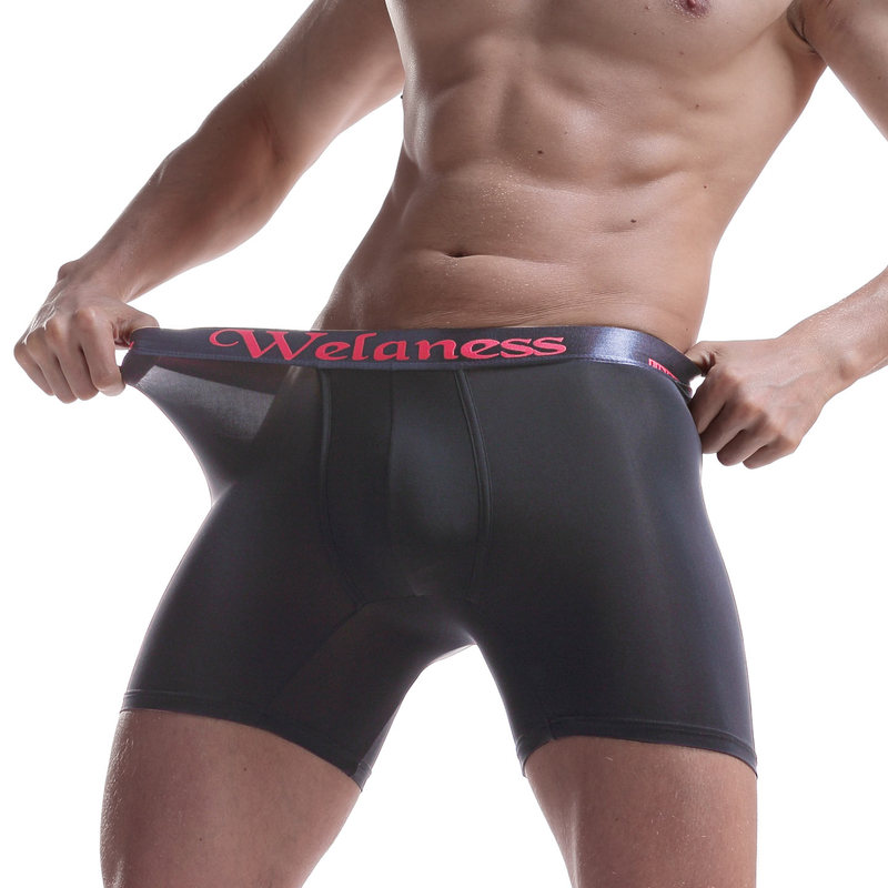 3 Pairs of Ice Silk Ultra-Thin Running Underwear for Men, Anti-Chafing, Tight-Fitting, Long, Quick-Drying, Professional Sports Extended Boxer Briefs