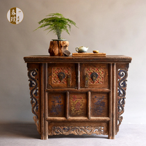 Folk recycling solid wood incense case entrance cabinet Old Ming and Qing antique furniture Chest of drawers Collection-level foyer display cabinet