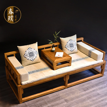 Old elm New Chinese Arhat bed Solid wood sofa furniture Modern simple living room bed sofa Zen bed and breakfast Arhat sofa